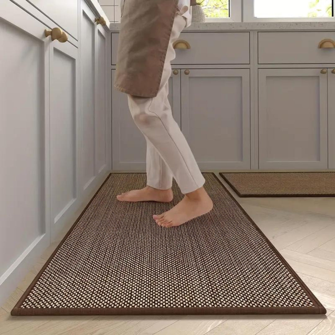 Ergonomische Keukenmatten Set van 2 Stuks Antislip Vloermat Beige 45x120 en 45x70 cm Comfort Stamat Koken