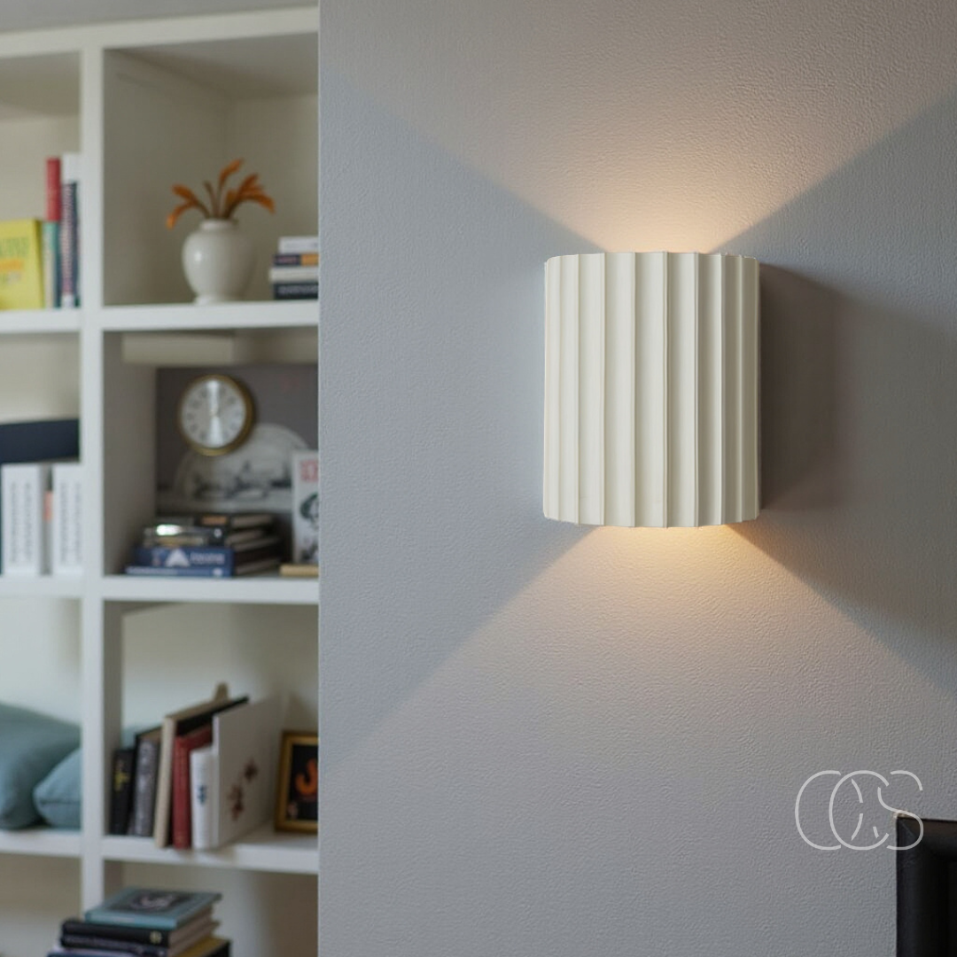 LED Wandlamp met Geribbeld Reliëf Bidirectioneel Licht Dimbaar Kunsthars 14x8x16,5cm Hal Slaapkamer Woonkamer