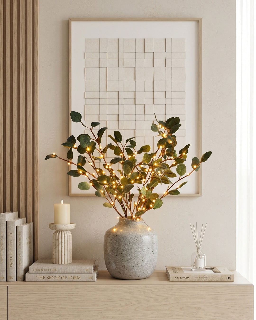 Decoratieve LED Verlichtingstak met Natuurlijke Bloesemvorm 70cm - Flexibele Sfeerverlichting voor Vazen en Schoorsteenmantels