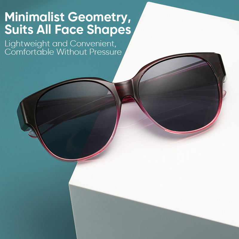 Overzet Zonnebril met Gepolariseerde UV400 Glazen - Past Over Normale Bril - Trendy Cat-Eye Montuur