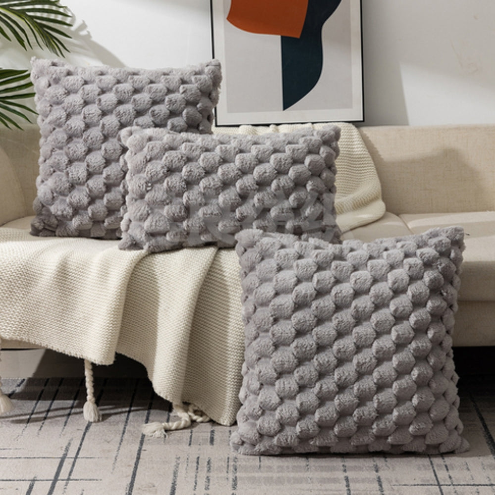Zachte Kussenslopen met Geribbelde Marshmallow Textuur - Luxe Kussenhoes in Crème, Roze, Grijs, Zwart voor Woonkamer & Slaapkamer