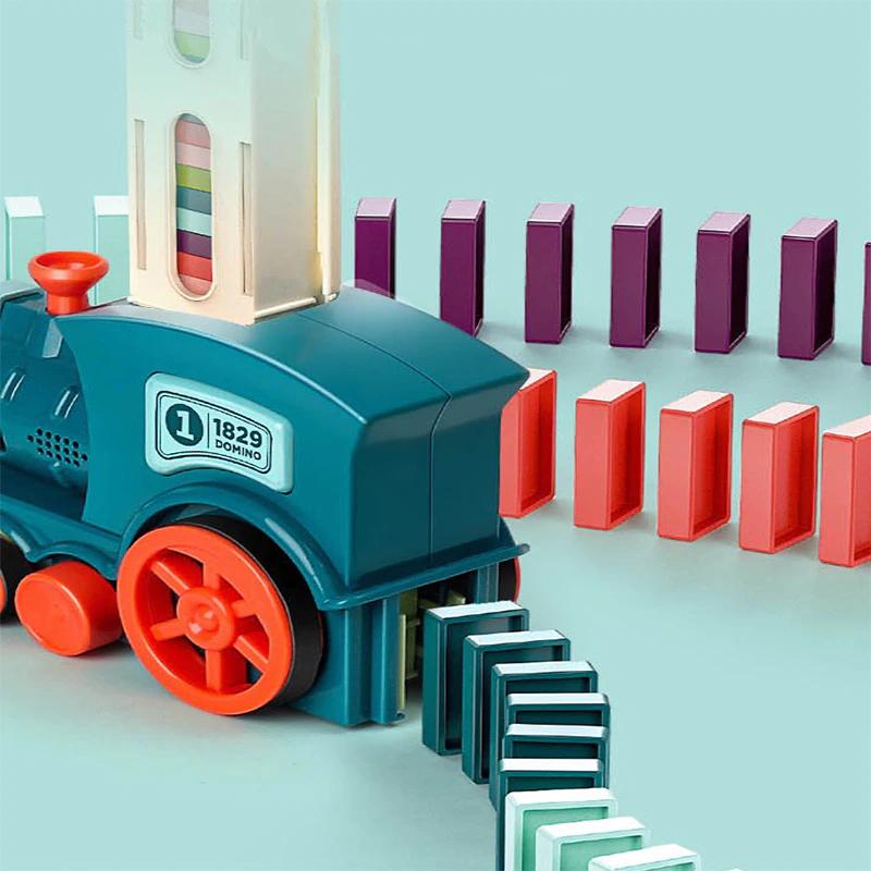 Automatische Dominostenen Trein Speelset 100 Stenen Regenboogkleuren Motorische Ontwikkeling 4-6 Jaar