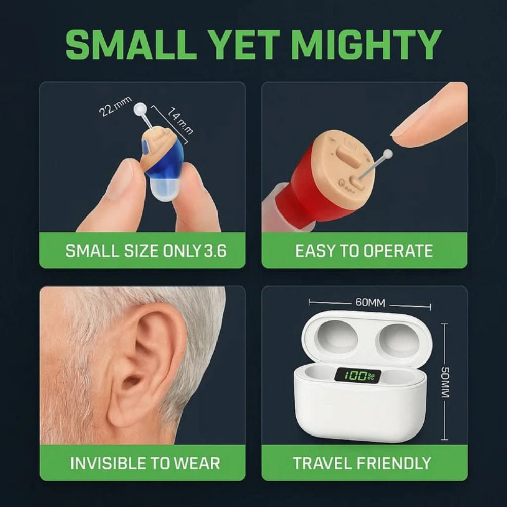 Oplaadbare Onzichtbare In-Ear Gehoorhulp Set - Discreet Geluid Verbeteren Gesprekken Ouderen Slechthorend