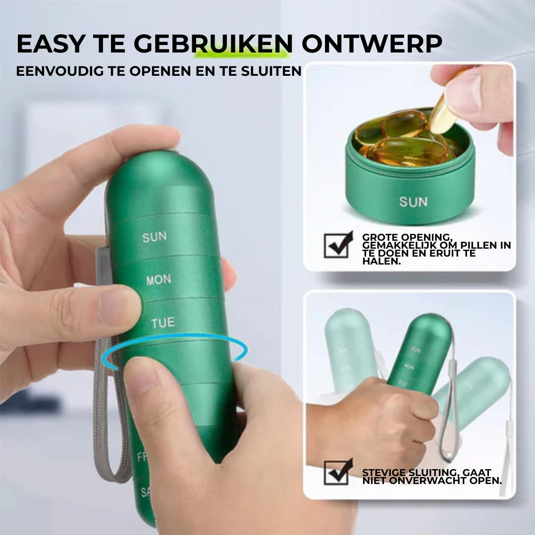 Medicijnorganizer 7 Dagen Aluminium Pillendoosje Waterdicht Reis Vitamine Supplement Opslag Compact Draagbaar