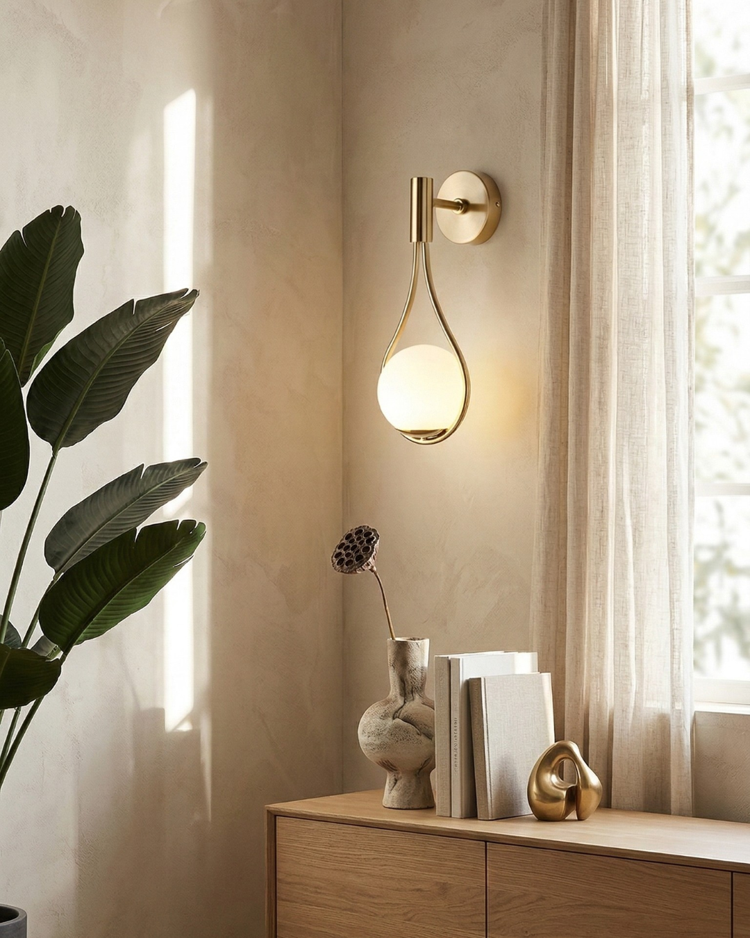 Nordische Wandlamp met Glazen Bol - Minimalistische Verlichting voor Scandinavische Interieurs