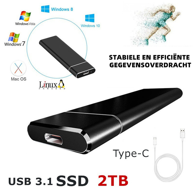 Externe Harde Schijf 520MB/s USB-C 1TB 2TB Aluminium Zilver Zwart Blauw Rood Draagbare SSD Opslag Gegevens
