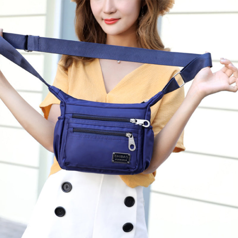 Crossbody Schoudertas Nylon Waterafstotend Meerdere Vakken Verstelbare Band Dames Reis Dagelijks Gebruik Compact