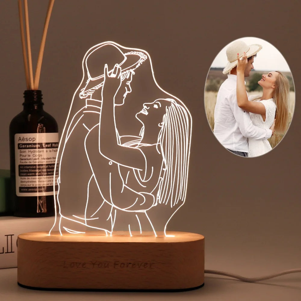 Gepersonaliseerde Fotolamp met Eigen Afbeelding en Tekst - RGB LED Verlichting voor Romantische Momenten