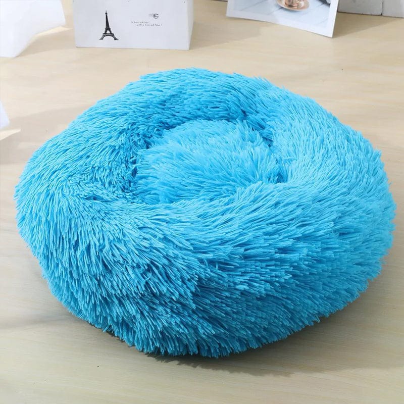 Rond Huisdiermand met Verhoogde Rand Pluche Slaapplaats Hond Kat Comfort Nest Zacht Kussen Warm Bed Rustplek