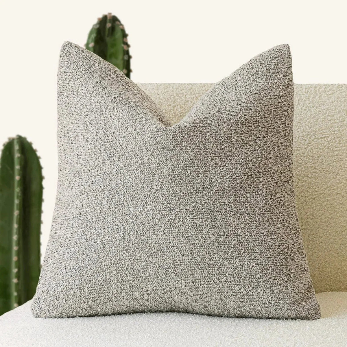 Kussenhoes 45x45 cm Bouclé Stof Zacht Minimalistisch Zonder Binnenkussen Wit Beige Camel Antraciet Groen Zwart