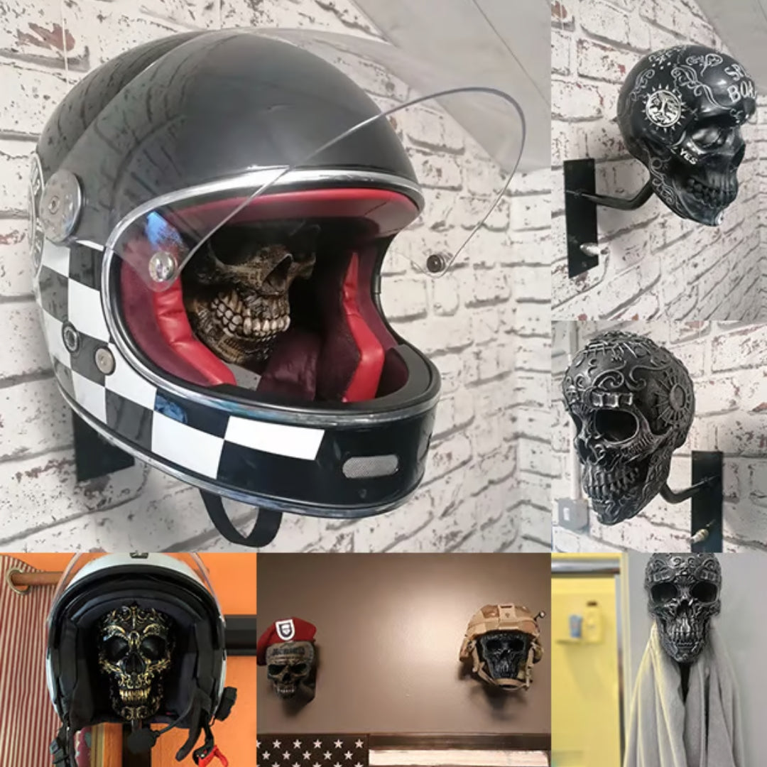 Wandhouder Motorhelm met Schedel Design voor Helm en Jas Opbergen Garage Hal Werkplaats Wanddecoratie Accessoires