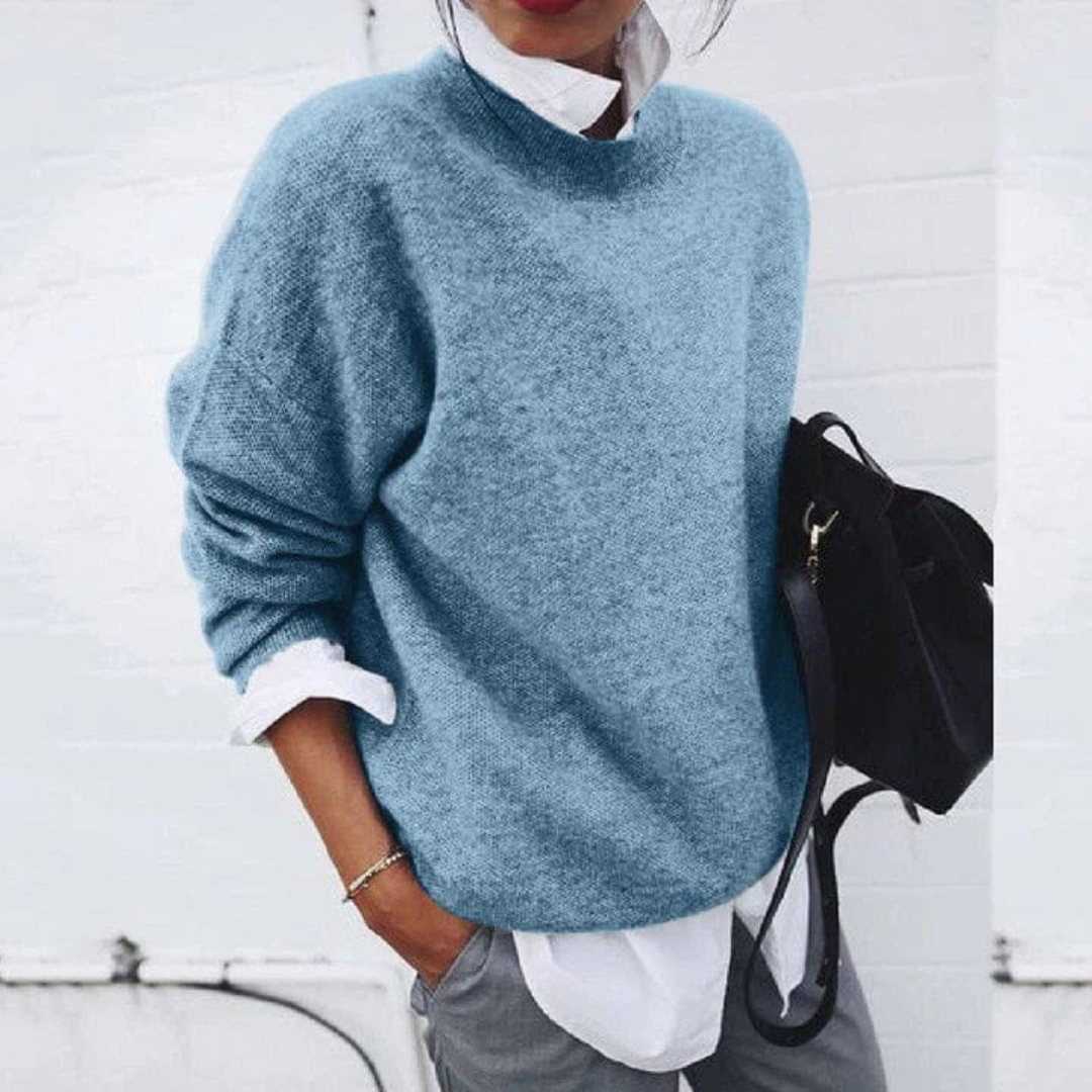 Gebreide Damestrui Polyester Losse Pasvorm Lange Mouw Ronde Hals Veelzijdig Casual Elegant Comfortabel