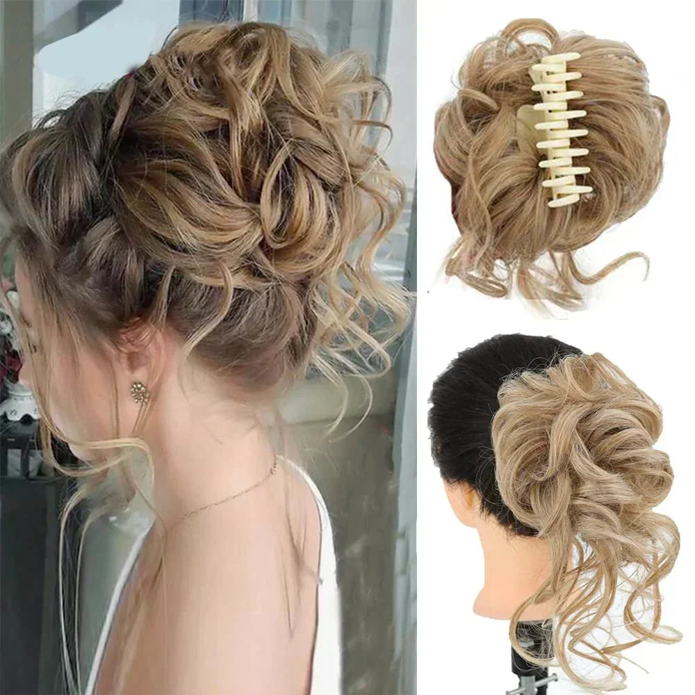 Haarknot met Krullen - Synthetisch Haar - Clip-On Knot - Volumineus - Verschillende Kleuren