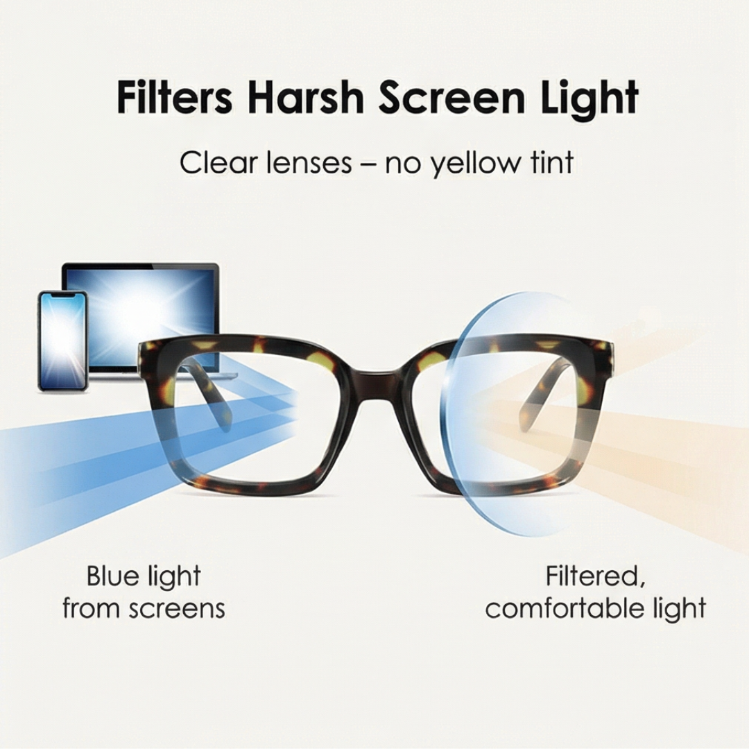 Oversized Leesbril met Schildpaddenmotief - Bluelight Filter & Veermechanisme