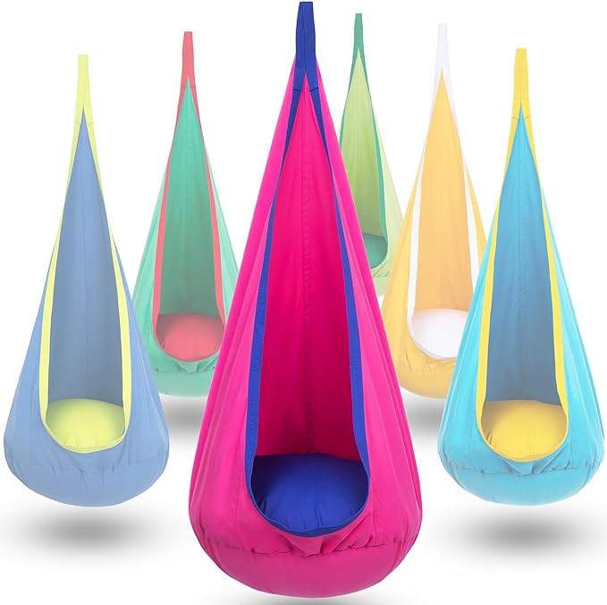 Hangstoel met Zacht Katoenen Doek voor Binnen en Buiten - Blauw Groen Roze Geel