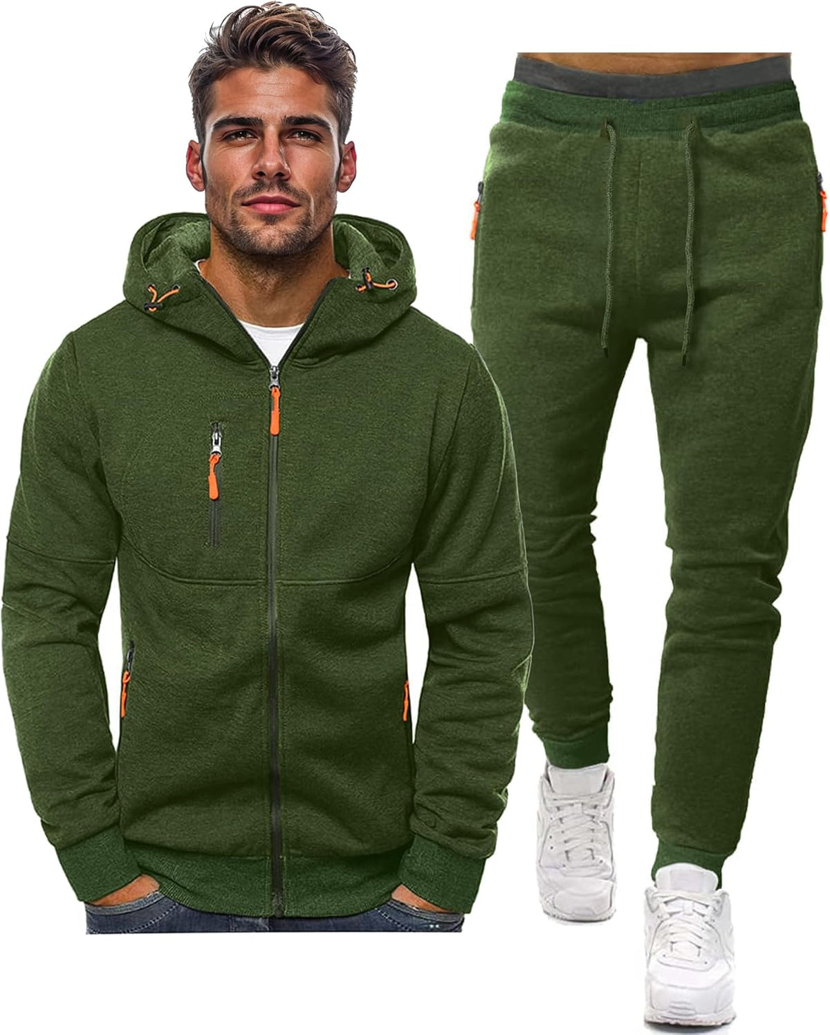 Heren Trainingspak Set met Pullover en Broek Elastisch Ademend Sportkleding Loungewear Zwart Grijs Comfort