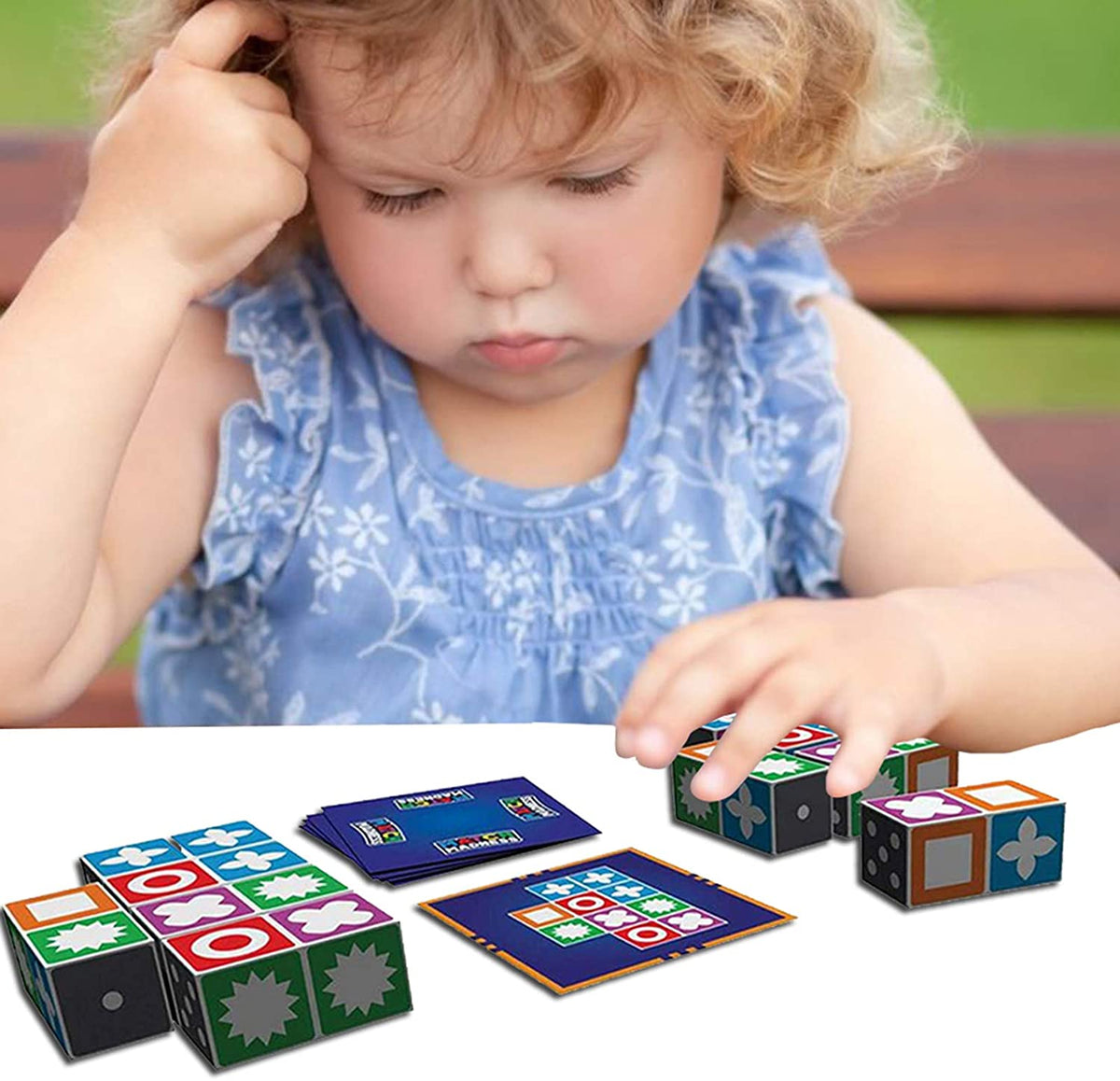 Houten Kleurenpuzzel voor Kinderen - Educatief Hersenspel met 20 Blokken en 60 Kaarten - Ontwikkel Hand-Oog Coördinatie, Logisch Denken en Patroonherkenning