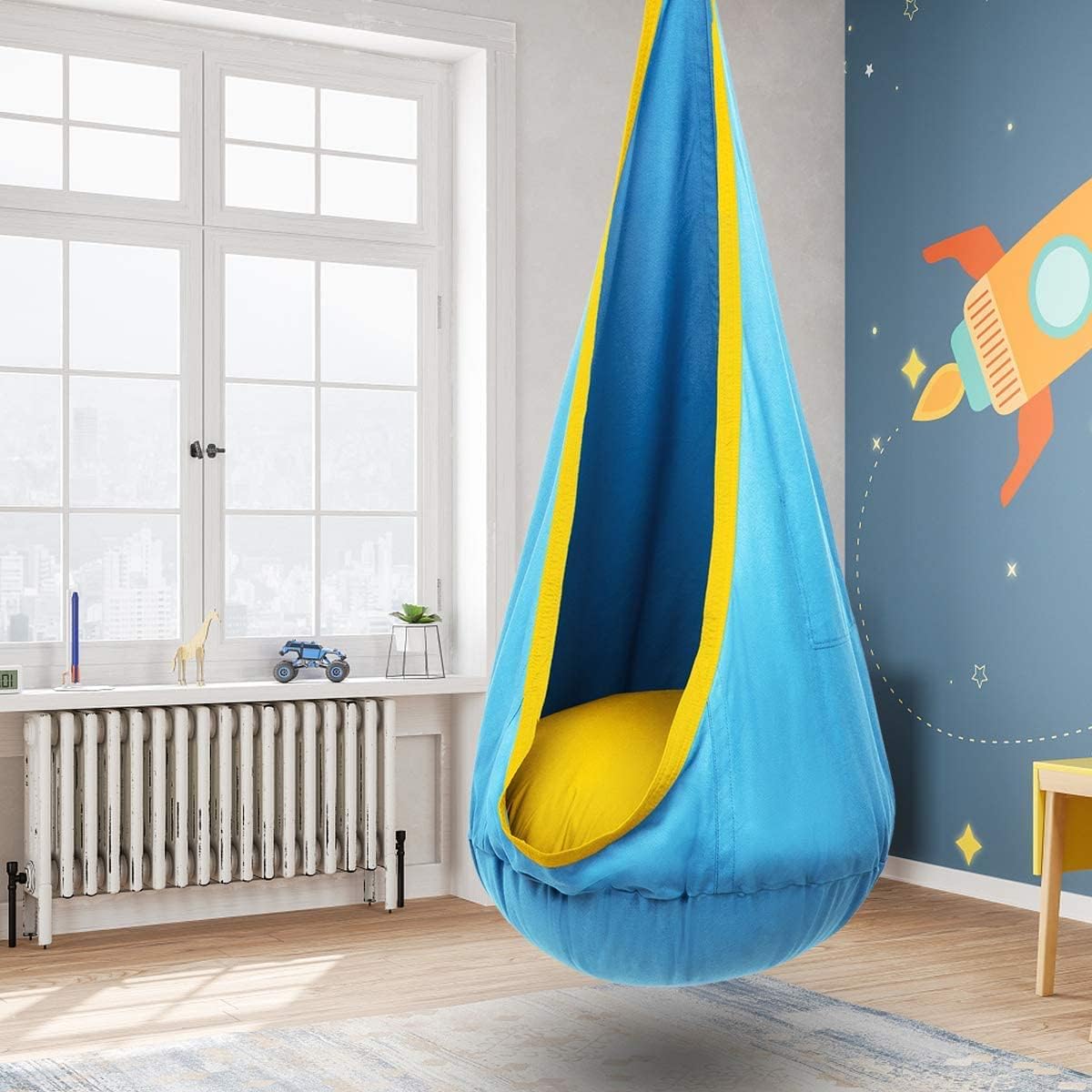 Hangstoel met Zacht Katoenen Doek voor Binnen en Buiten - Blauw Groen Roze Geel