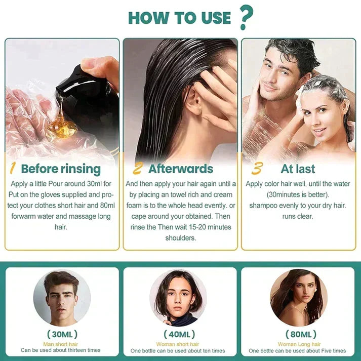 Haarkleuring Shampoo Zwart Bruin Kastanje met Plantextract 500ml Natuurlijke Haar Verzorging voor Thuis