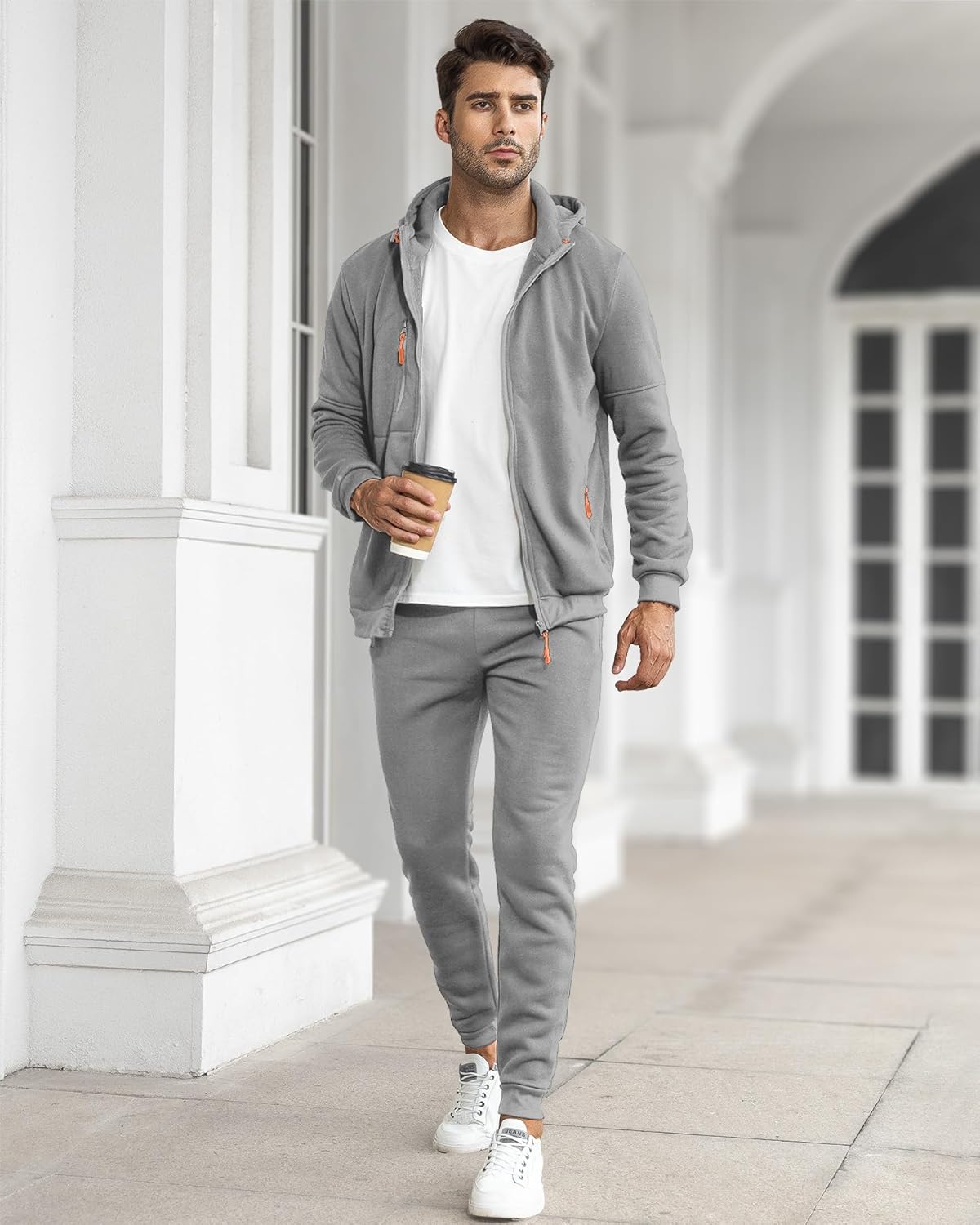 Heren Trainingspak Set met Pullover en Broek Elastisch Ademend Sportkleding Loungewear Zwart Grijs Comfort