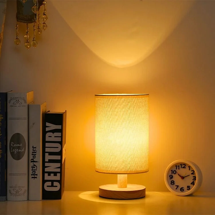 Organische Tafellamp Hout & Linnen - Dimbaar met Afstandsbediening & Touch | 3 Lichtkleuren