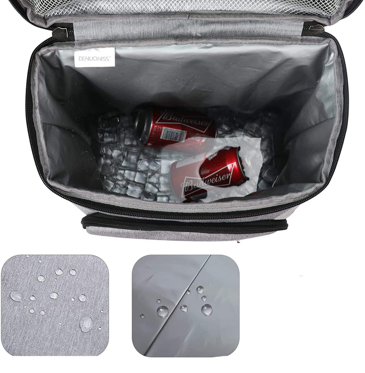 Koelrugzak Geïsoleerd 18L 30L Waterdicht Oxford Nylon Zwart Grijs Picknick Camping Strand