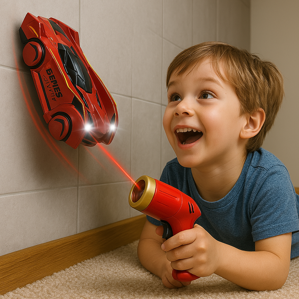 Bestuurbaar Speelgoedauto met Lasersturing - Infrarood RC Auto voor Wand, Plafond & Vloer - LED Verlichting - Oplaadbaar via USB - Voor Kinderen vanaf 3 Jaar
