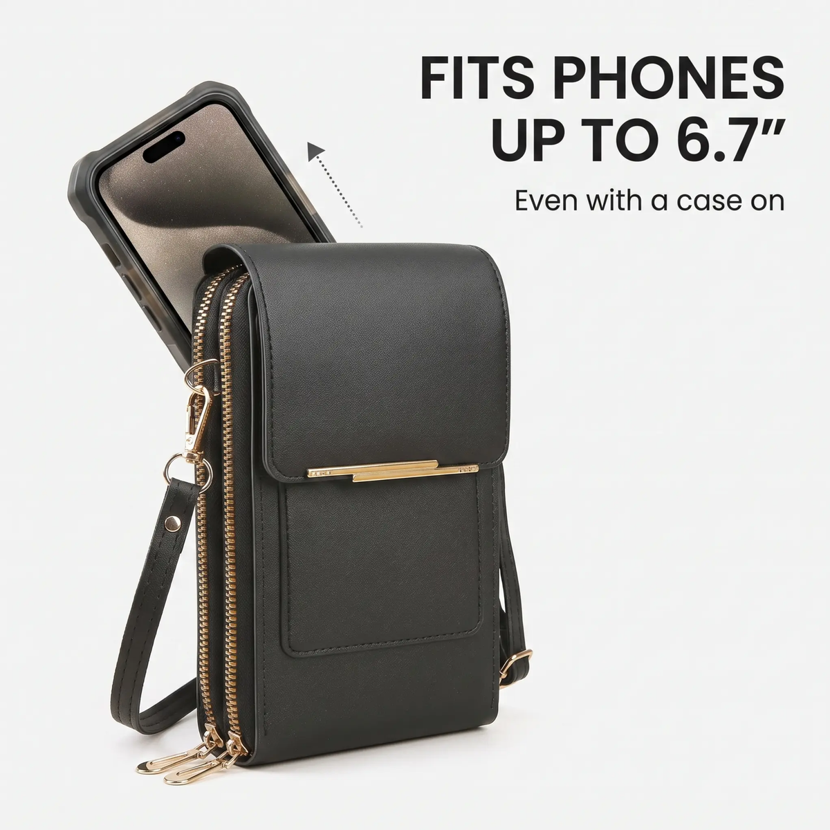 Crossbody Telefoontas met RFID-beveiliging | Waterdichte touchscreen-portemonnee | Verstelbare schoudertas voor smartphones tot 6,7 inch