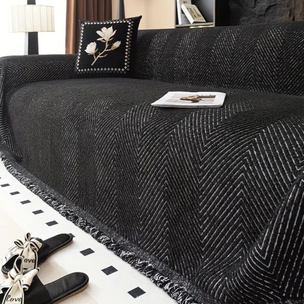 Geweven Bankhoes met Herringbone Patroon - Beschermende Plaid voor Bank & Fauteuil