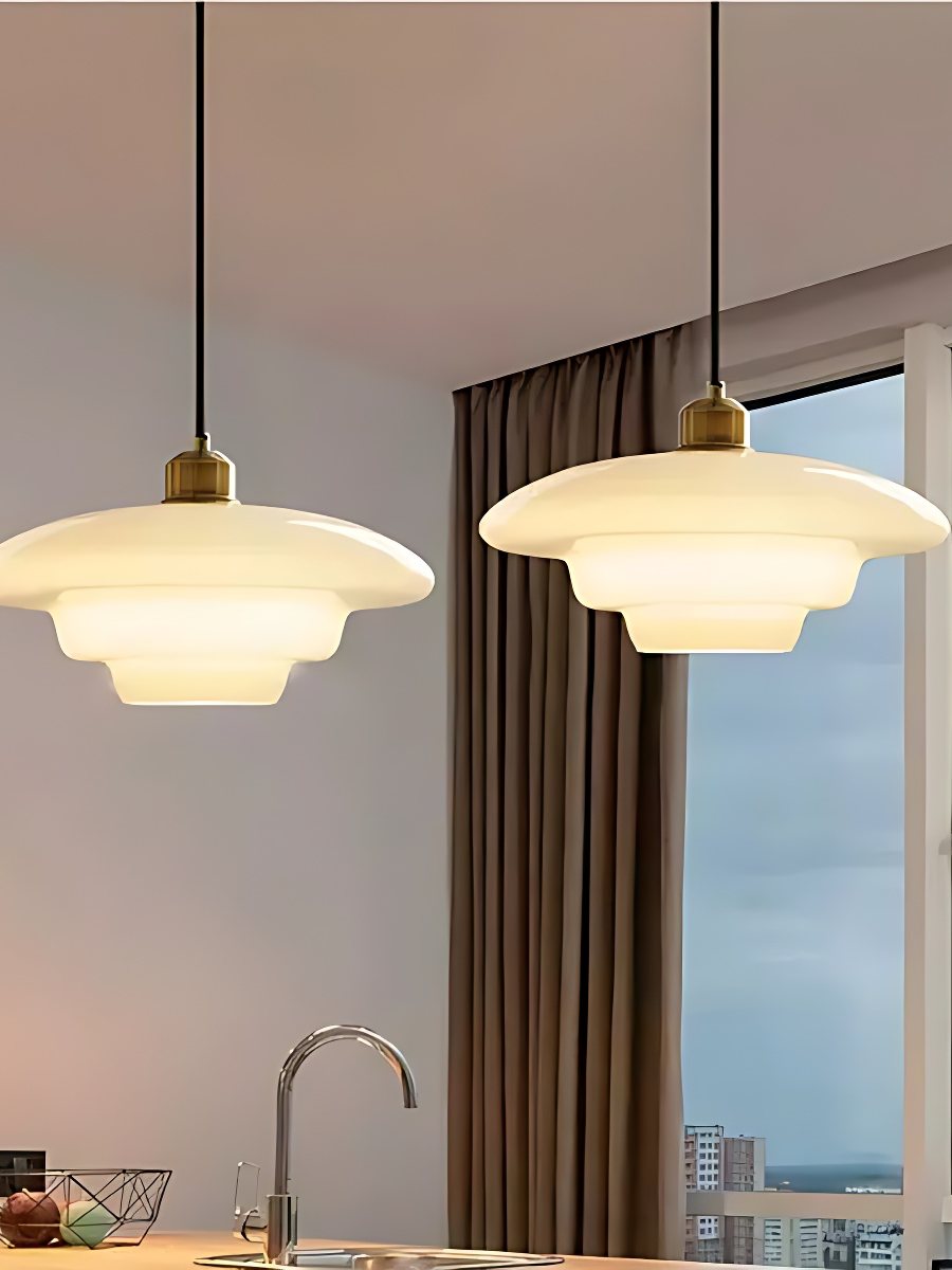 Glazen Hanglamp met Gelaagd Design - Melkwit Matglas voor Eetkamer en Woonkamer