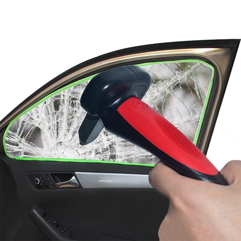Multifunctionele Auto Noodhamer met LED Zaklamp Veiligheidstool Gordelsnijder Steungreep Raambreker Veiligheid