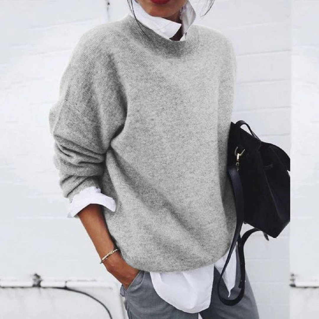 Gebreide Damestrui Polyester Losse Pasvorm Lange Mouw Ronde Hals Veelzijdig Casual Elegant Comfortabel