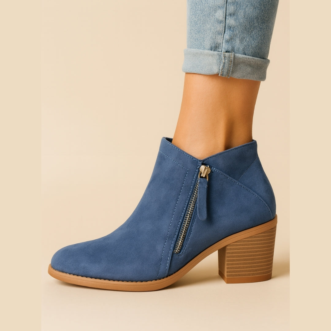 Dames Enkellaarsjes Blokhak Puntige Neus Ritssluiting Comfortabel Tijdloos Design Werk Vrije Tijd Elegant
