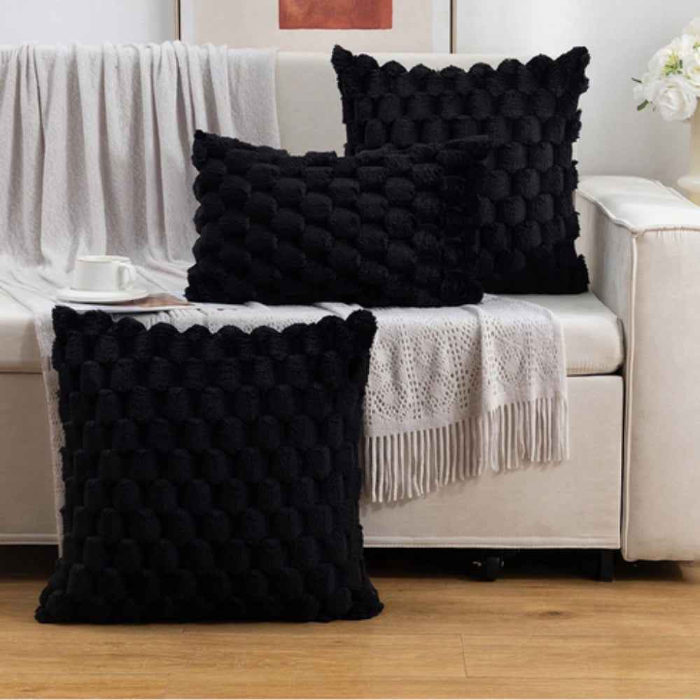 Zachte Kussenslopen met Geribbelde Marshmallow Textuur - Luxe Kussenhoes in Crème, Roze, Grijs, Zwart voor Woonkamer & Slaapkamer