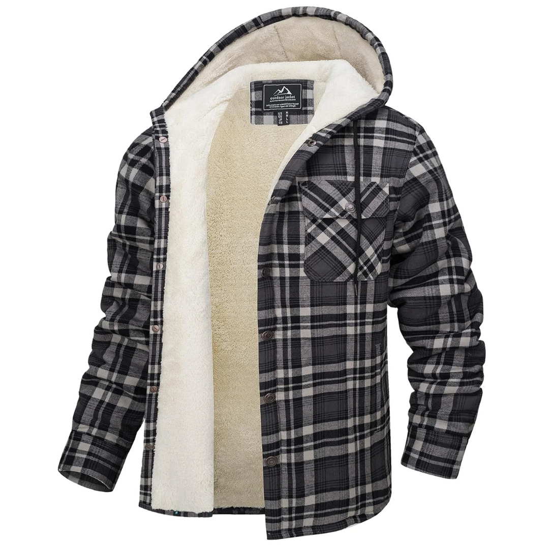 Gevoerde Flanel Overshirt Heren Geruit Overhemdjack Capuchon Warm Winterjas Herfst Outdoor Werkkleding