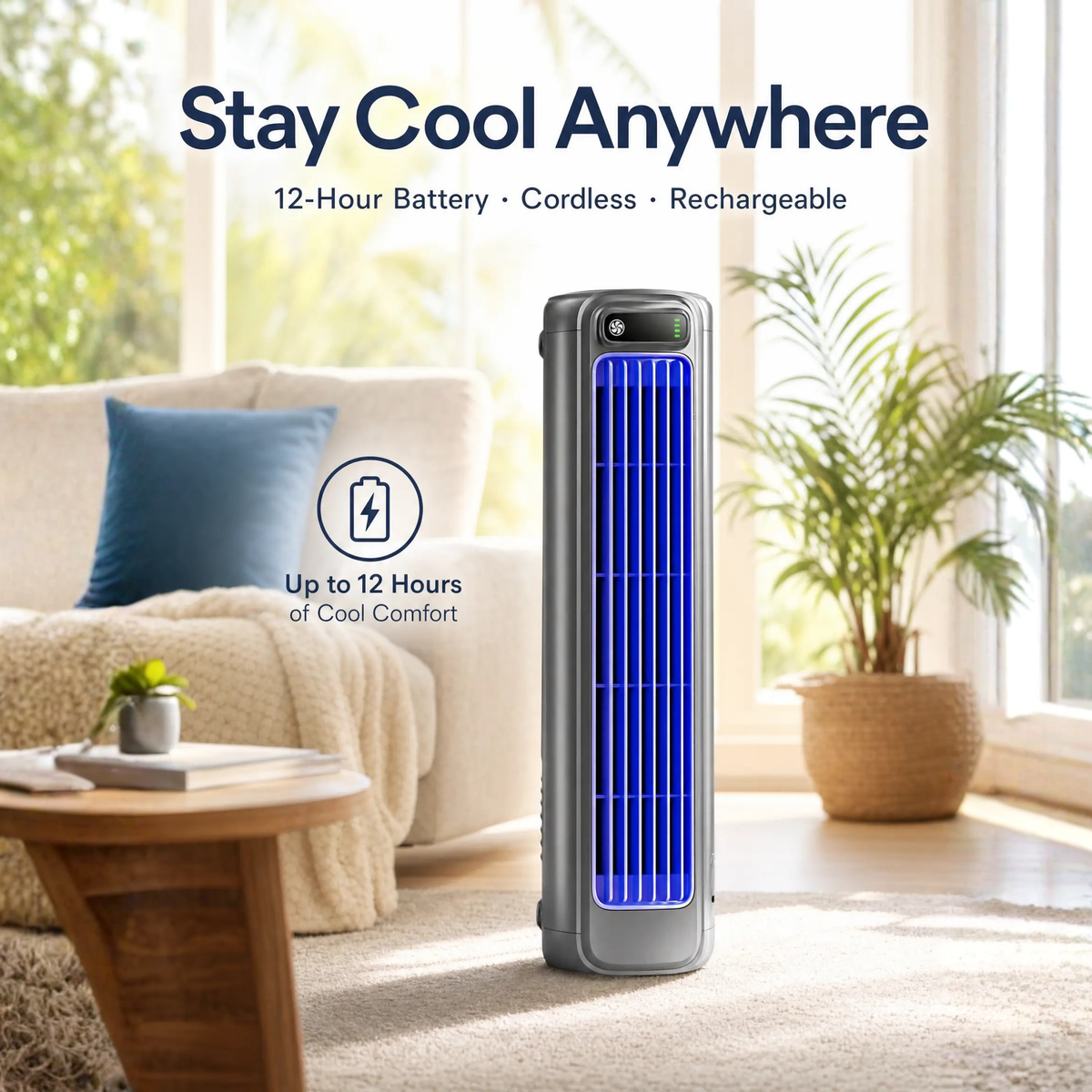 Draagbare Draadloze Ventilator met 12 Uur Koeltijd - Oplaadbaar en Stil