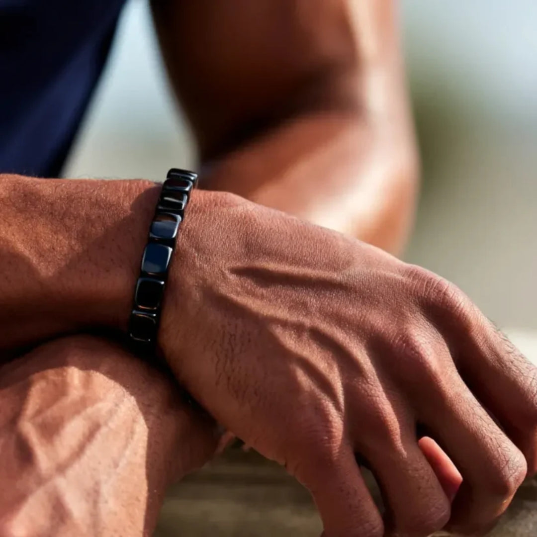 Hematiet Armband Verstelbaar Zwart Zilverkleurig Natuursteen Balans Rust Dagelijks Dames Heren Meditatie