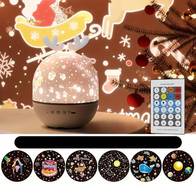 Sterrenprojector Nachtlampje Konijn & Hert met Muziek en USB-Oplader voor Kinderkamer