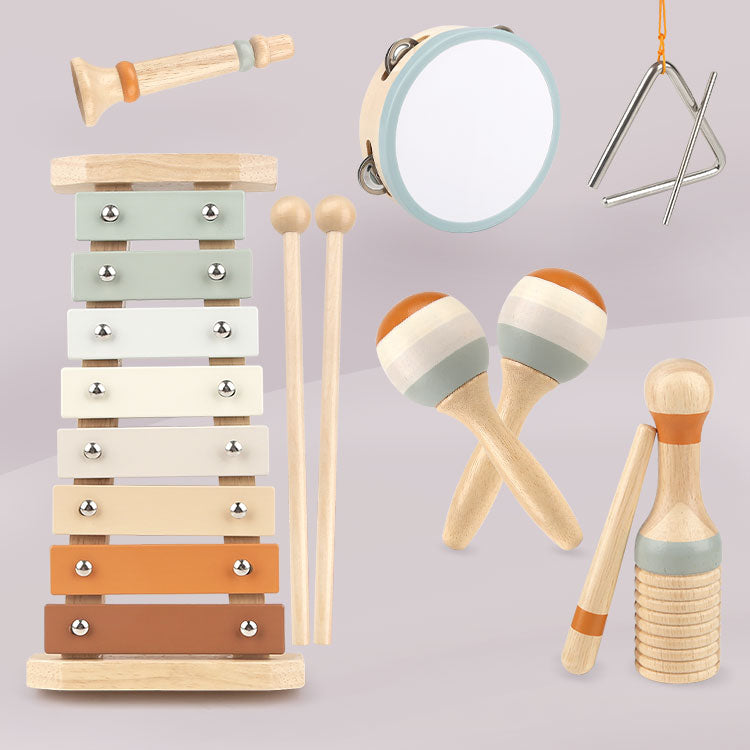 Montessori Muziekinstrumentenset voor Peuters - Educatief Speelgoed met Xylofoon, Tamboerijn, Shaker & Trommel
