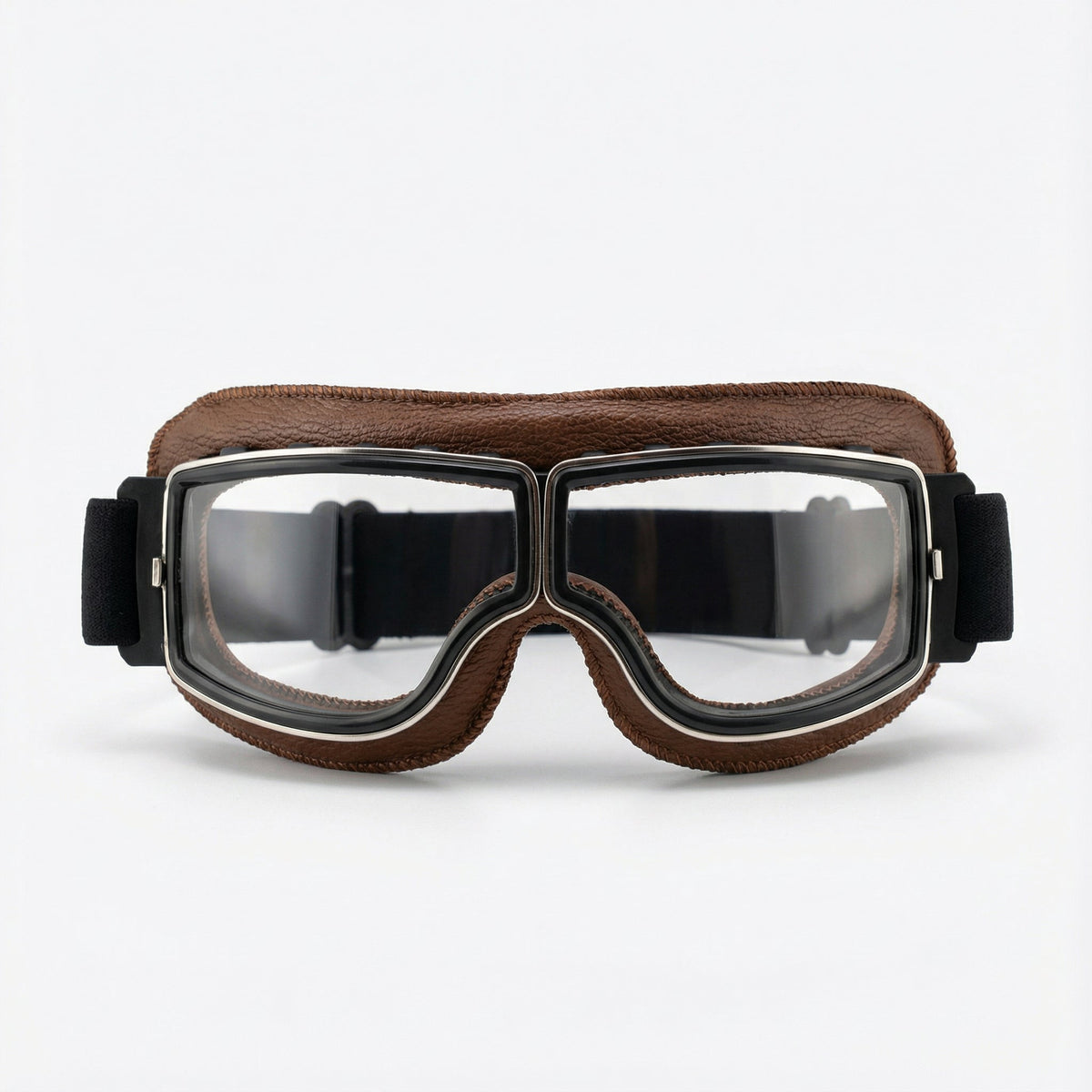 Retro Motorgoggles met Leren Frame en Splintervrije Glazen | Vintage Motorbril Wind- en Stofbestendig