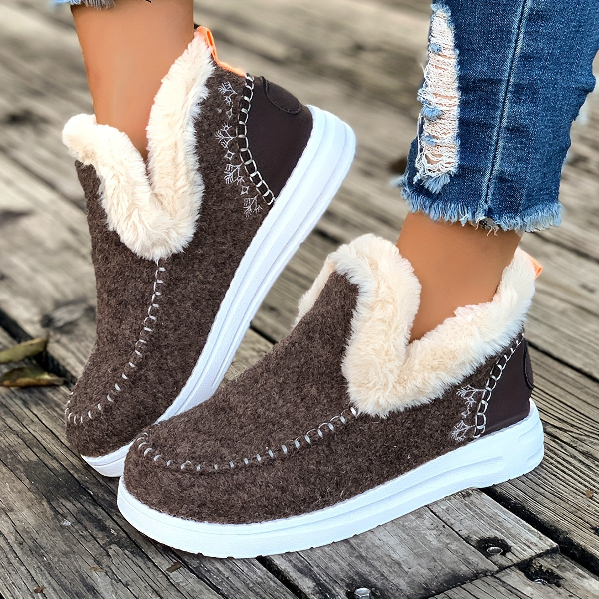 Damespantoffels met Pluche Voering Antislip Zool Warmte Comfort Winterschoenen Zachte Thuisslippers Indoor