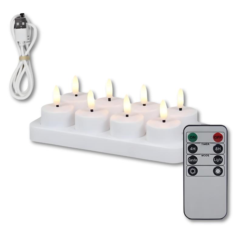 Oplaadbare LED Kaarsen met Afstandsbediening & Timer - Flikkerend Licht