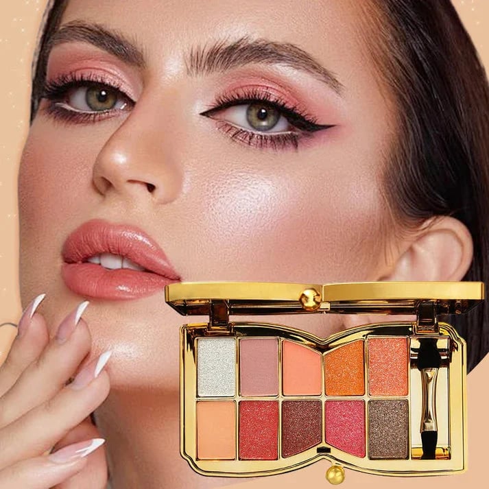 10-Kleurige Glitteroogschaduw Palet - Hoogglans Shimmer Poeder Make-up voor Glamoureuze Oogmake-up - Intense Pigmentatie