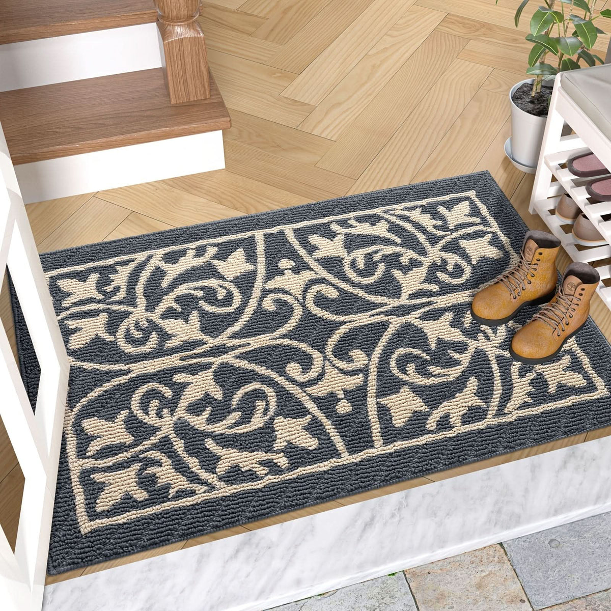 Laagdrempelige Antislip Deurmat Binnen 60x90cm Vuilopvangend Entree Tapijt Rubberen Grip Hal Ingang Vloermat