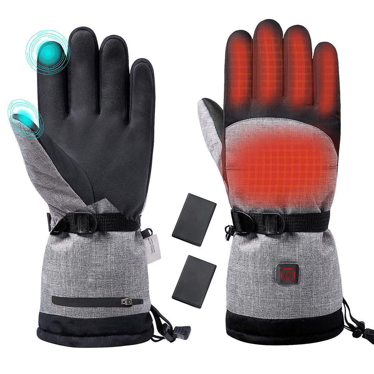 Verwarmde Handschoenen met Touchscreen Functie 3 Warmtestanden Waterdicht voor Wintersport Skiën Snowboarden
