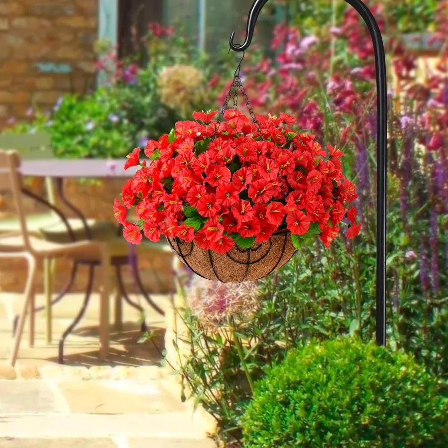 Hangende Kunstbloemen in Rieten Mand Zijde Kunststof UV-Bestendig voor Binnen Buiten Tuin Balkon Decoratie