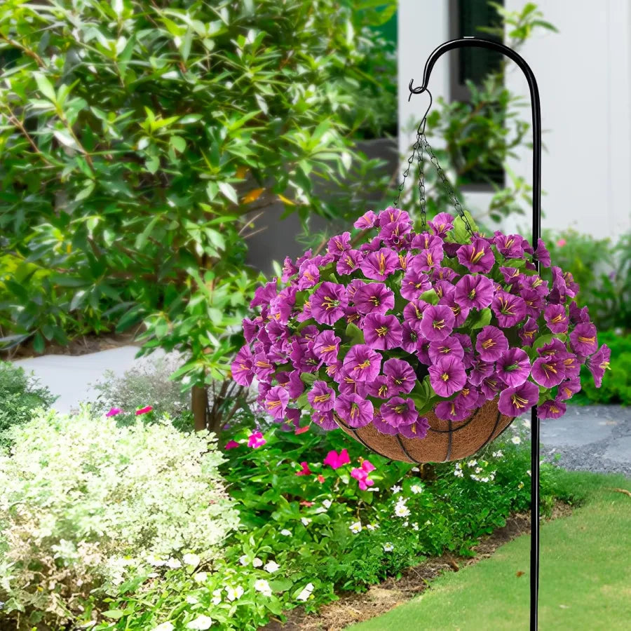 Hangende Kunstbloemen in Rieten Mand Zijde Kunststof UV-Bestendig voor Binnen Buiten Tuin Balkon Decoratie
