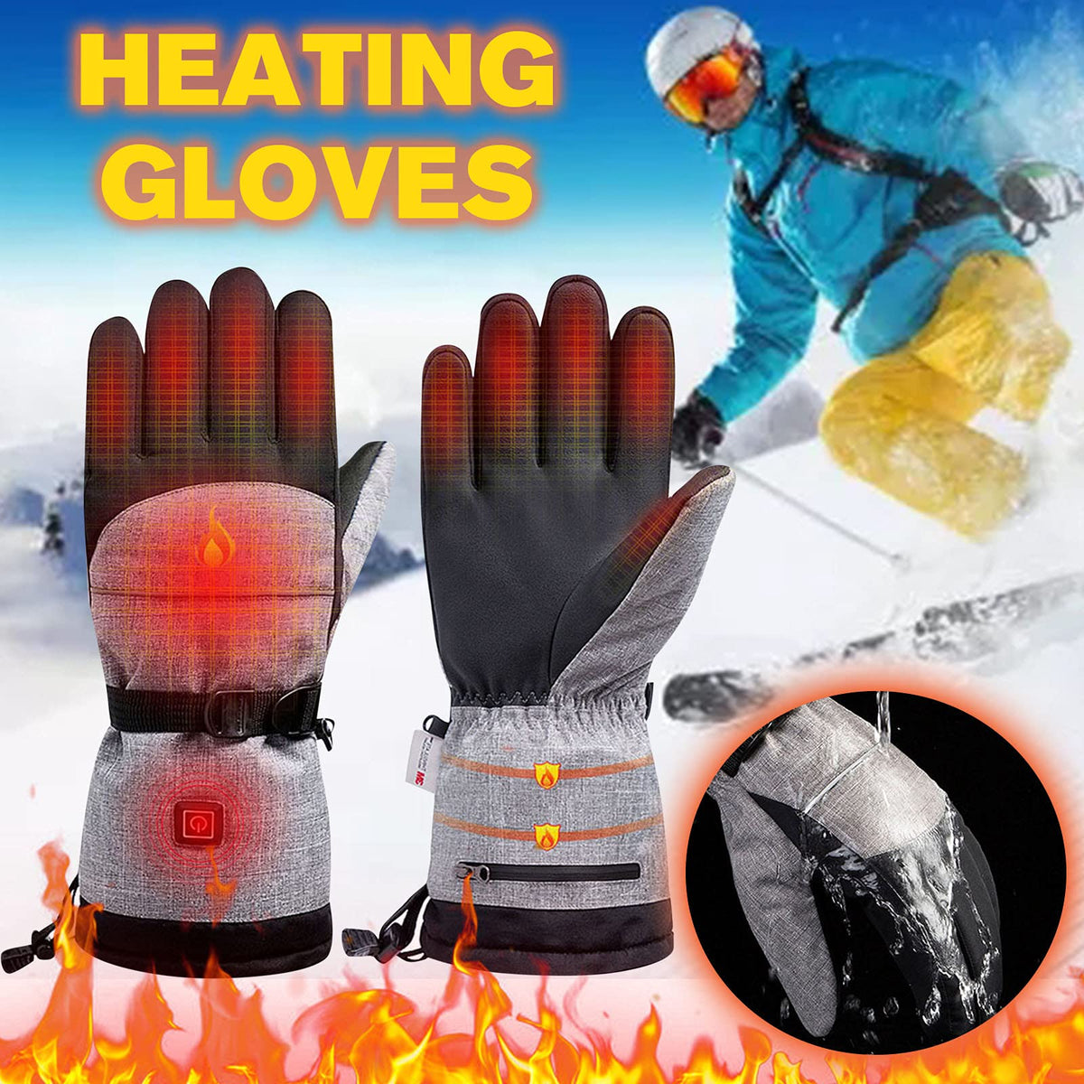 Verwarmde Handschoenen met Touchscreen Functie 3 Warmtestanden Waterdicht voor Wintersport Skiën Snowboarden