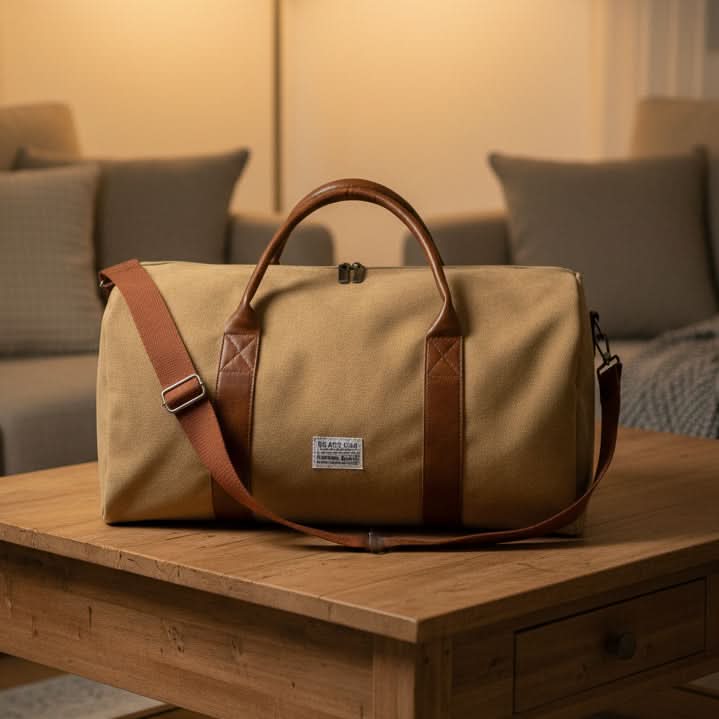 Vintage Weekendtas Canvas met Ruime Vakken voor Reizen Gym Sport Casual Retro Stijl Duffeltas Schoudertas