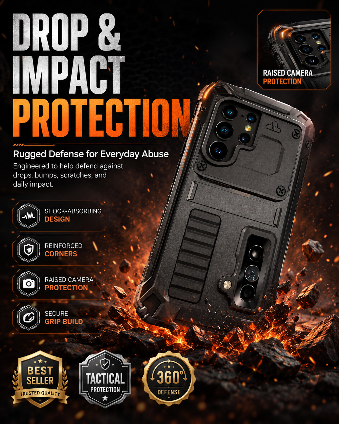 Telefoonhoesje Aluminium met Geïntegreerde Schermbescherming Standaard Beschermhoes Shockproof voor Smartphone